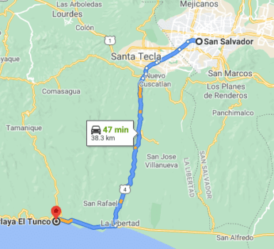 como llegar a la Playa El Tunco